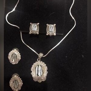 Statment Jewelry Lot Zebra Print necklace pendant Matching Earrings